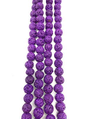 Dyed Purple Lava 8mm Natural Stone Beads