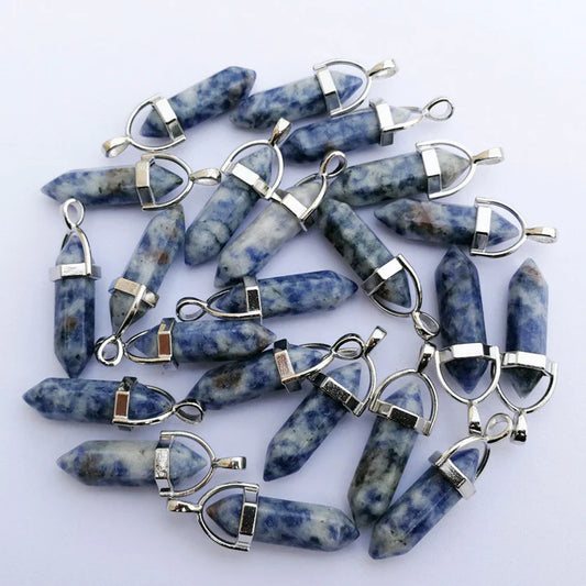 Natural Stone Bullet Pendants Sodalite