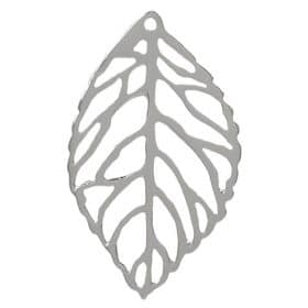 Sterling Silver smooth flat leaf shape charm